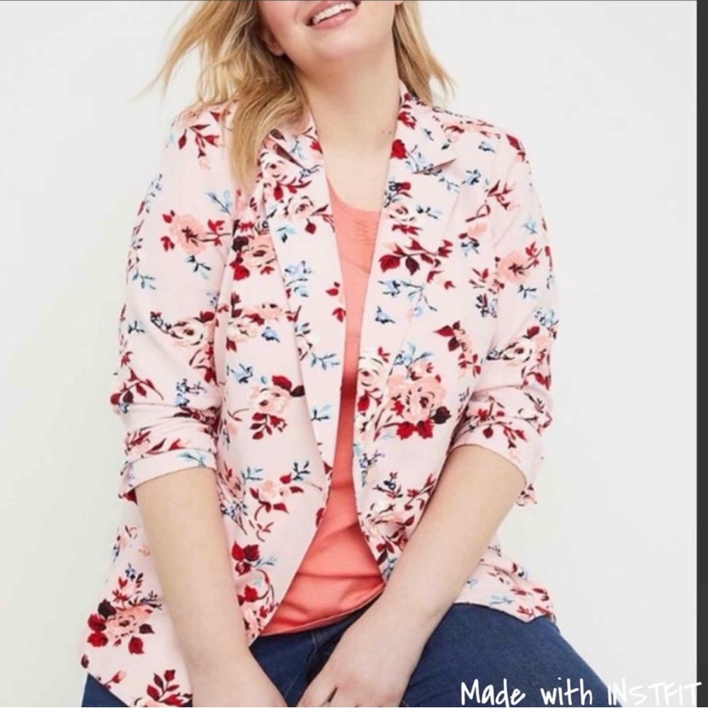 Lane Bryant Pink Floral Blazer